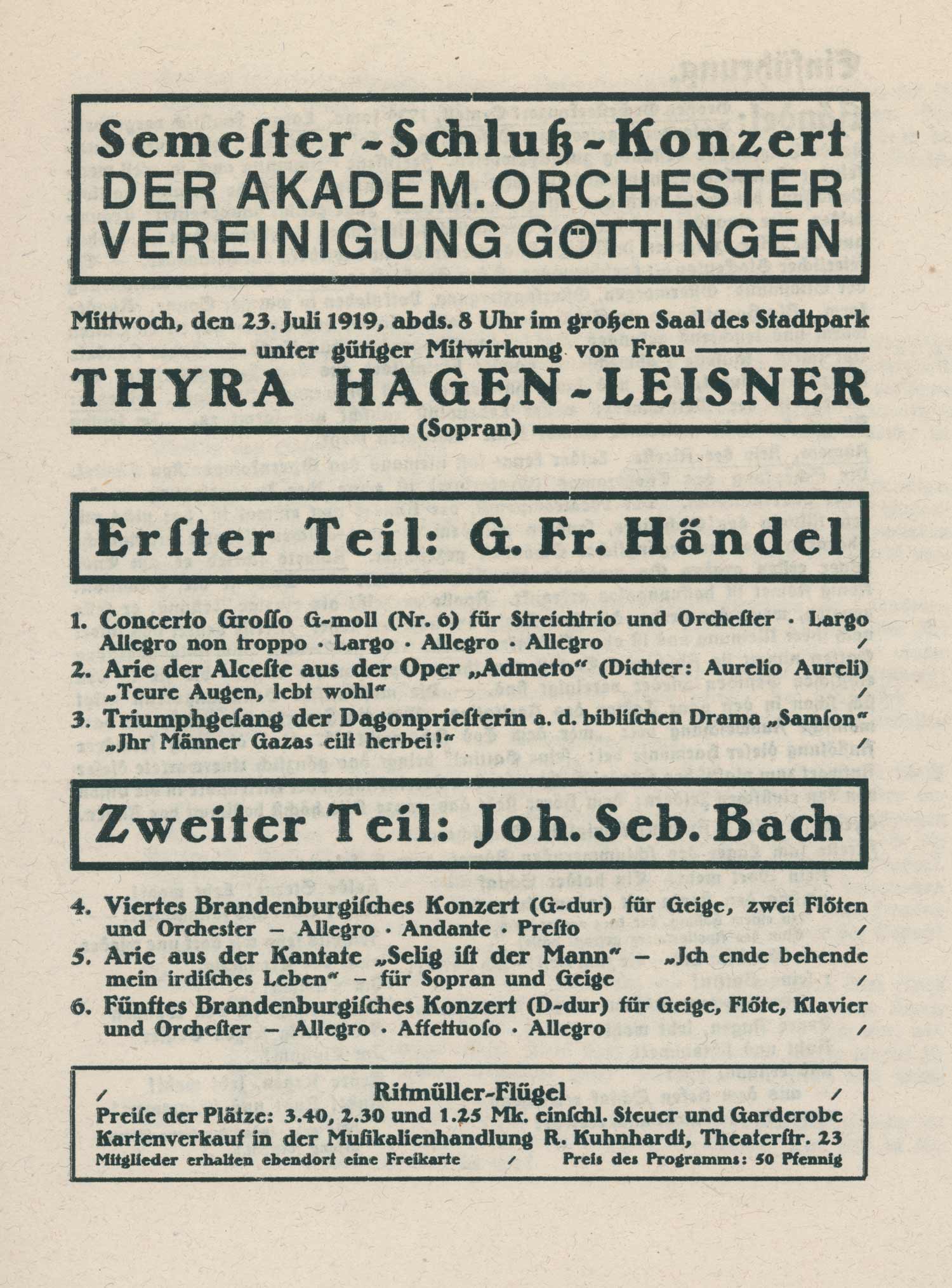 Konzertankündigung der AOV,1919